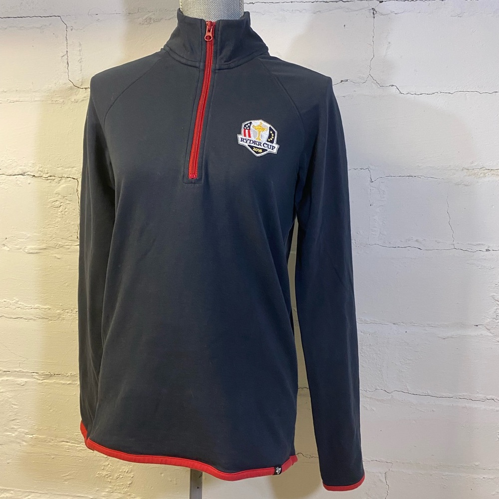 47 Ryder Cup 2016 Navy 3/4 Zip Pullover w Red Piping
